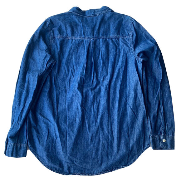 Maurices Top Sz M Chambray Button Front Long Sleeve Pocket Blue Casual Womens - Picture 6 of 9
